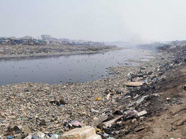 river fill with a lot of garbage