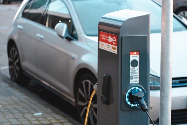 charging station on the street for electric vehicles