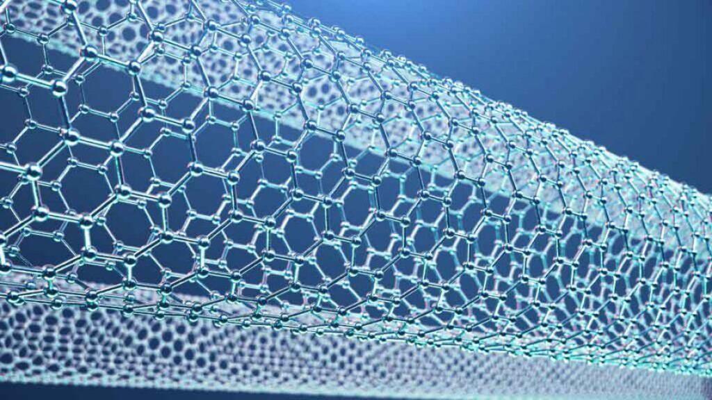 blue image of multiple carbon nanotubes atom