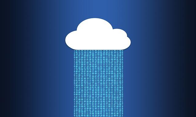 image of cloud computing with raining binary falling